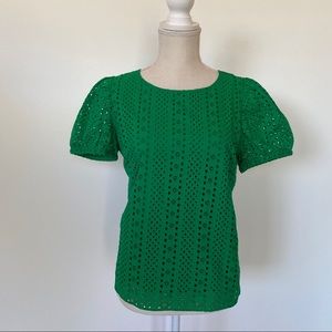 J.Crew Eyelet puff- sleeve top